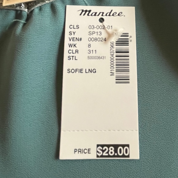 Mandee Aqua Cold Shoulder Blouse / Size Medium NWT - Picture 7 of 11